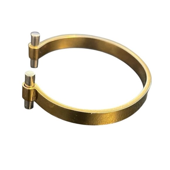 Gold Tone S&S 316L Stainless Steel Industrial Core Modernist Cuff Bracelet - Picture 3 of 8